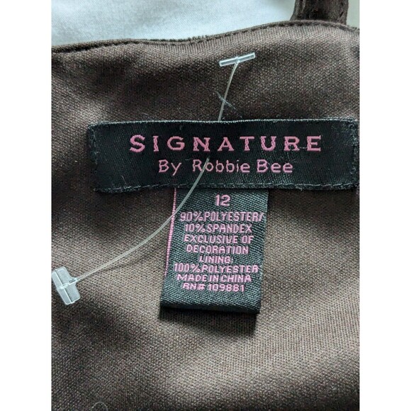Signature Robbie Bee Dress Women's Sz 12 Chocolate Velvet Lattice Satin Cocktail - Picture 2 of 12